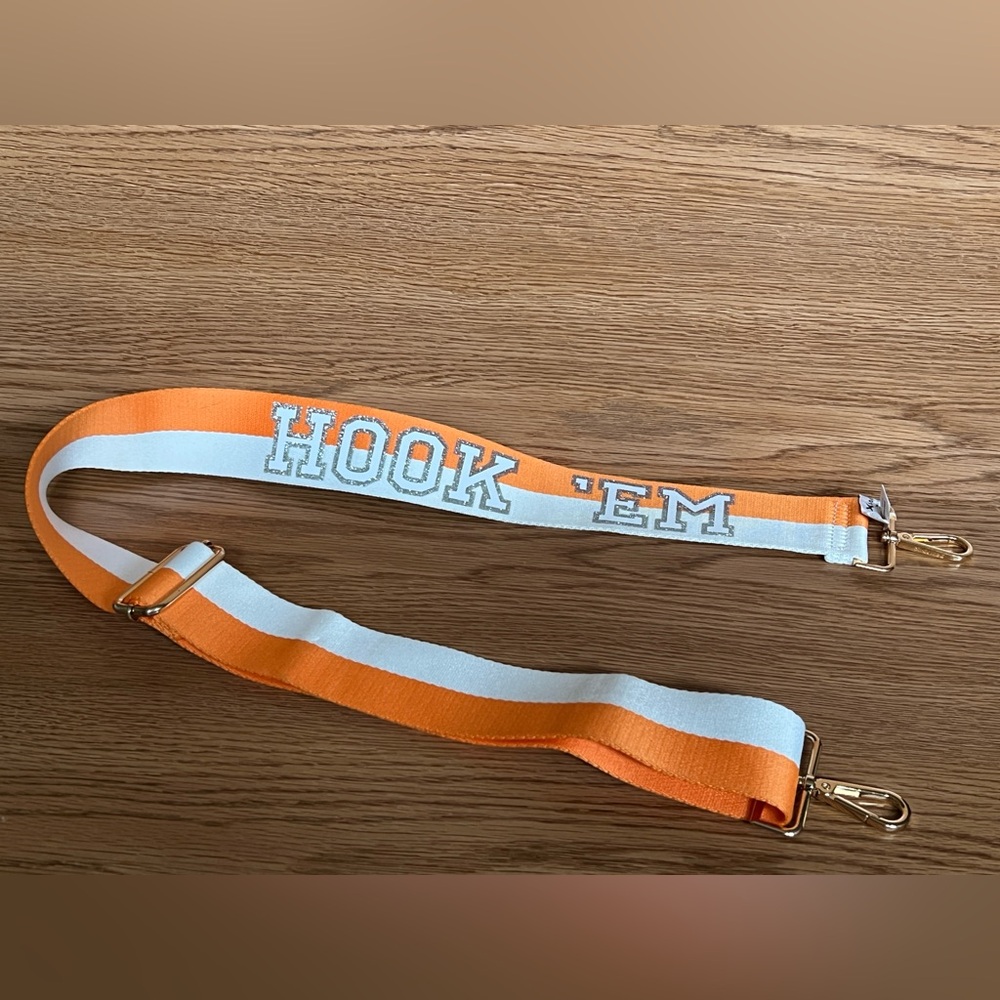 HOOK ‘EM Orange and White Strap with Gold Hardware